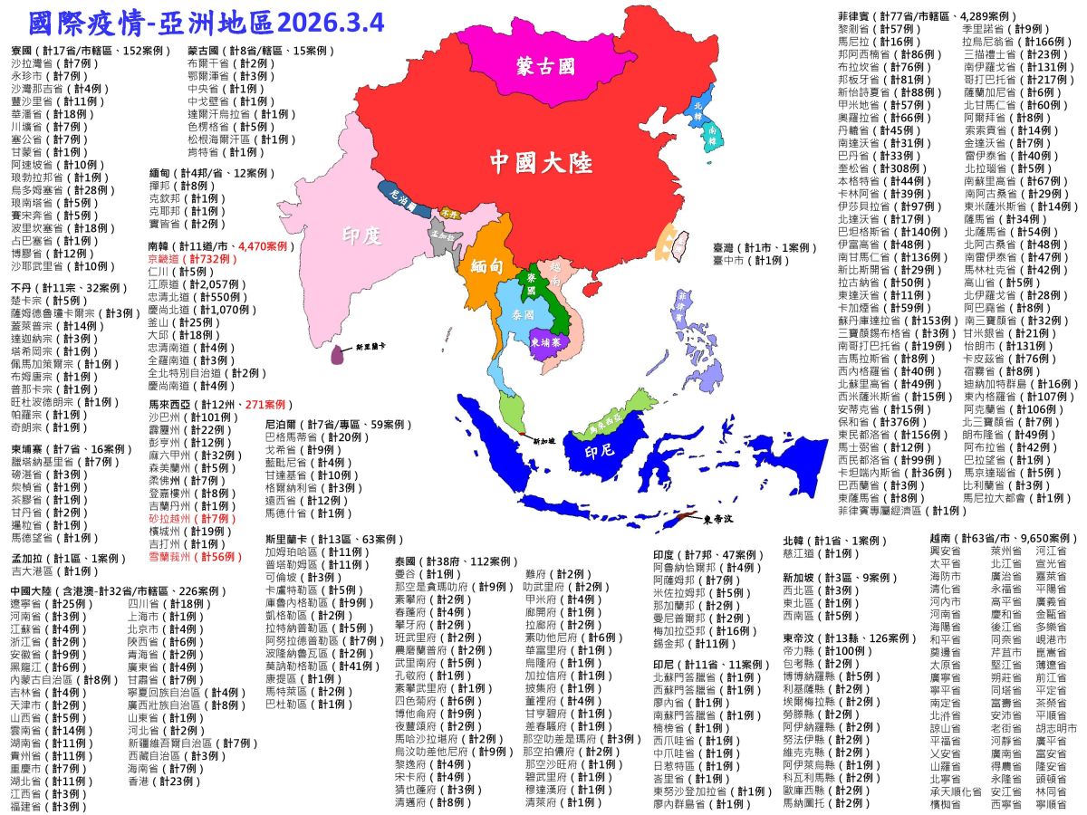 國際疫情-亞洲地區